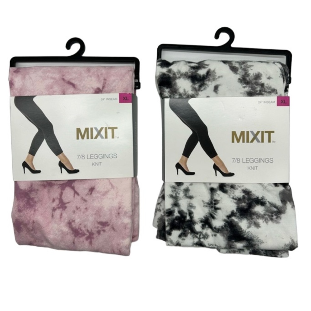 Mixit Women’s Pink & Grey Tie Dye Mid Rise 7/8 Legging Set of 2 Sizes S M L XL